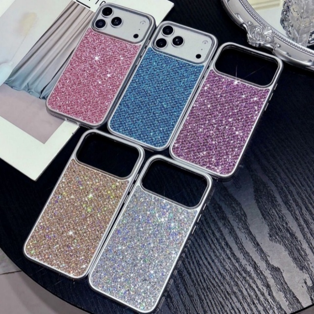 Factory classy girlish glitter bling phone case for iPhone 13-17 pro max rhomboid shockproof scratch protect cover wholesale