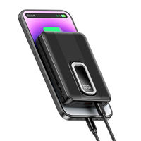 Batterie externe magnétique portable sans fil 5000/10000mAh avec support intégré, charge rapide 20W, chargeur 3-en-1 avec double câble