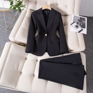 Women's Suit Set Polyester Full Sleeve Office Lady Anti-Wrinkle Spring Korean Style Elegant Professional Attire - Product Image 3