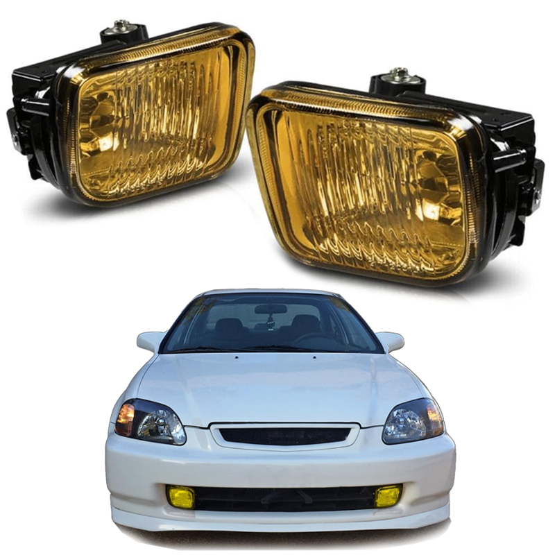 Crystal Clear Fog Light Kit With Switch & Harness For 1996-1998 Honda Civic - Direct Fit Replacement