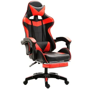 सस्ते उच्च गुणवत्ता रेसिंग कार्यालय कुर्सी पीसी पु पहियों के साथ नायलॉन आधार खेलों गेमिंग कुर्सी Footrest