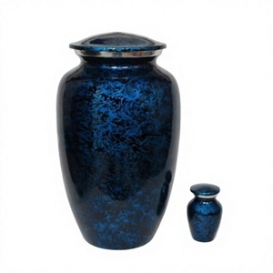 Urna de cremación de aleación azul medianoche clásica para cenizas humanas con bolsa de terciopelo gratis - Product Image 1