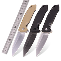 Couteau de poche pliant robuste en acier D2 avec manche G10, couteau de chasse d'extérieur avec clip de poche, outil de survie EDC pour le dressage sur le terrain