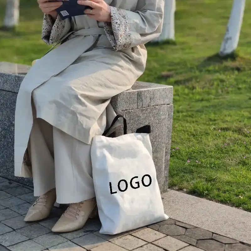 Taille de logo personnalisé imprimé écologique recyclé réutilisable plaine en vrac polyester coton toile épicerie sac fourre-tout 2014