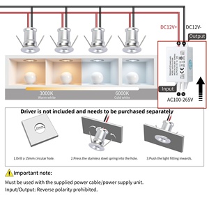 Mini <span class=keywords><strong>spot</strong></span> LED encastrable 1W <span class=keywords><strong>IP65</strong></span> 12V <span class=keywords><strong>dimmable</strong></span> pour intérieur, fêtes, escaliers, allées, armoires et plafonds - Product Image 5
