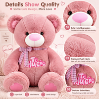 Ours en peluche personnalisé à nœud écossais, broderie sur la poitrine, pour cadeau de Saint-Valentin et fournitures pour fleuristes