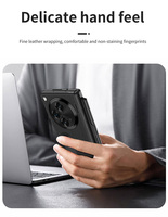 Pour OnePlus Open 360 Protection complète charnière en cuir haut de gamme support antichoc étui d'armure + fente pour stylo pour Oppo Find N3