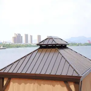 Gazebo Atap Tahan Air Taman Modern Kerai Dapat Disesuaikan 3.65*6M Gazebos Luar Ruangan Aluminium Mewah Pavilion