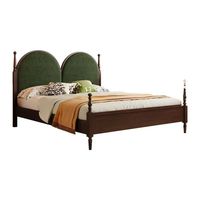 Lit en bois de caoutchouc du milieu du siècle tête de lit rembourrée cadre en bois massif Vintage meubles de chambre à coucher King Queen Size Design scandinave