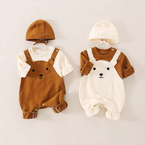 Combinaison à capuche en coton pour nouveau-né garçon, tenue mignonne et adorable pour le printemps et l'automne, idéale pour les 100 jours et les sorties en extérieur - Product Image 2