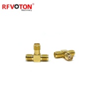 Adaptador SMA hembra a doble SMA hembra 3 vías tipo T adaptador Coaxial para enrutador de red inalámbrica LPWAN antena WiFi