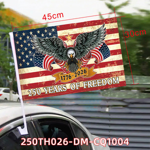 Drapeau de voiture USA 250e anniversaire 1776-2026, drapeaux patriotiques Aigle pour vitres de voiture, décoration de voiture pour le 4 juillet Fête de l'Indépendance avec mât - Product Image 3