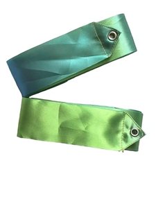 Ruban de danse en satin dégradé vert-bleu avec poignée rouge pour la scène, vente en gros - Product Image 4