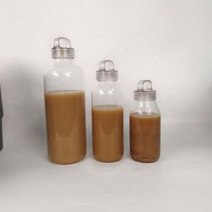 Bouteille à boire en verre borosilicate de haute qualité, sans BPA, anti-fuite, au design rond vintage, avec bouchon à vis en bois, 500 ml - Product Image 3