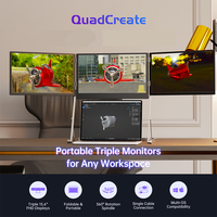 Moniteur de jeu portable QuadCreate 15,6 pouces IPS, double interface USB-C, 1080P FHD, aluminium, voyage, TriCreate, système d'exploitation Windows