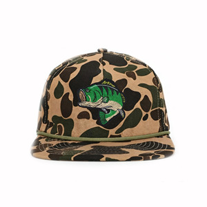 Casquette de camionneur en toile camouflage réglable à 5 panneaux avec broderie personnalisée du logo Sea Bass, idéale pour les voyages en plein air - Product Image 1