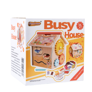 Niños que aprenden tablero ocupado de madera Actividad de educación temprana para niños juguete sensorial Casa de tablero ocupado de madera - Product Image 1