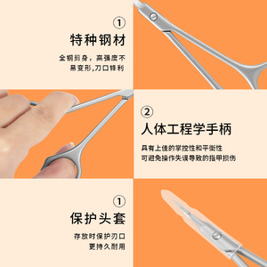 Tijeras para cutículas Paie de acero inoxidable con punta puntiaguda para eliminar la piel muerta, manicura - Product Image 3