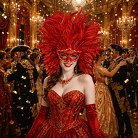 Masque en plumes coloré d'inspiration brésilienne pour filles, idéal pour le carnaval, les festivals, les défilés, les spectacles de danse et les costumes.