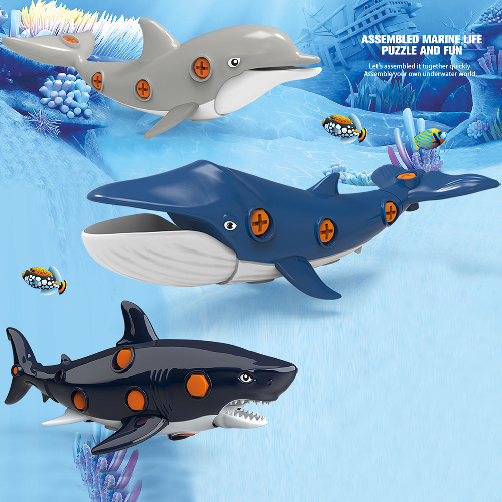 DIY 3D Screw Construction Toy Set - Build Marine Life Dolphins