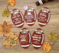 Décapsuleur de bouteille de football personnalisé avec autocollant magnétique, lot en gros, cadeau pour fête d'anniversaire, événement sportif, fête, ou activité ludique