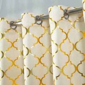 Rideaux occultants en velours doré à motifs géométriques pour fenêtre Bindi, à œillets, pour <span class=keywords><strong>salon</strong></span>, maison - Product Image 3