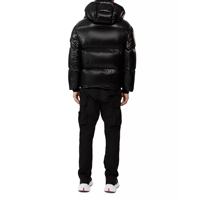 Veste d'hiver surdimensionnée personnalisée en duvet de canard pour homme, imprimé camouflage, ultra légère, décontractée, en nylon noir avec logo imprimé