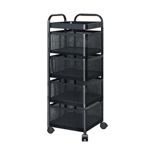 Étagère de rangement mobile professionnelle carrée à 5 niveaux, chariot utilitaire de cuisine avec roulettes - Product Image 1
