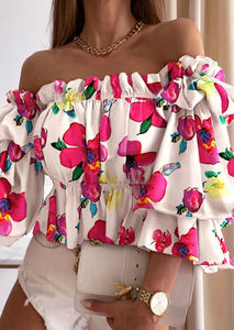 Delle Signore del commercio all'ingrosso Delle <span class=keywords><strong>Donne</strong></span> Fuori Dalla Spalla Stripped Top - Product Image 3