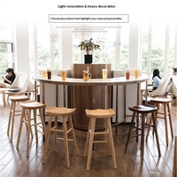 Tabouret de bar commercial minimaliste de style nordique en bois massif, tabouret haut pour comptoir de bar/cafétéria/réception
