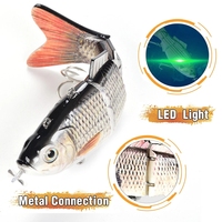 Leurre de pêche robotisé multi-articulé, appât à 4 segments, wobblers électriques automatiques pour brochet, swimbait, rechargeable par USB, lumière LED, nage