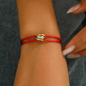 <span class=keywords><strong>Bracelet</strong></span> en acier inoxydable satiné, bijoux de mode, <span class=keywords><strong>bracelet</strong></span> en <span class=keywords><strong>fil</strong></span> de corde avec 3 anneaux, cordon réglable pour femmes et hommes - Product Image 3