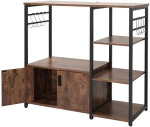 Carrito de ahorro de espacio para el hogar, mueble de <span class=keywords><strong>cocina</strong></span> de madera y Metal de nogal rústico, Isla de almacenamiento de microondas, barato, China - Product Image 3
