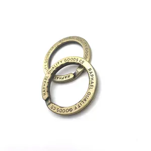 YYX custom 25mm solid antique brass split keyring flat iron round key ring for keychain 30 mm
