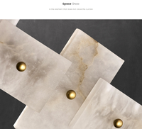 D23.6in luxe tout cuivre albâtre lustre moderne suspendu en laiton marbre naturel LED suspension cuisine salon chambre lumière