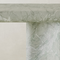 Table console en marbre vert naturel Dream Home, forme ovale élégante, pieds en pierre massif courbés, meuble de luxe pour entrée et couloir