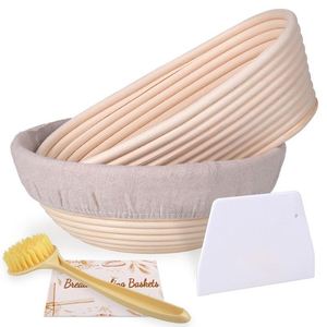 Juego de <span class=keywords><strong>2</strong></span> cestas de mimbre redondas para servir pan, cesta de mimbre con asa, cesta ovalada larga para pan, forma de pan, recipiente para masa de masa madre - Product Image 6