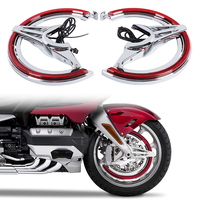 Kit Penutup Rotor Rem LED Krom dengan Lensa Merah Lensa Asap Lensa Bening Cocok untuk Honda Goldwing GL1800 2018-2026 Plastik ABS