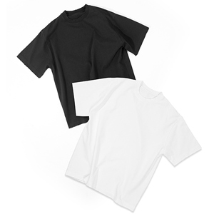 T-shirt surdimensionné à manches courtes en détresse 400gsm coton de couleur unie, col rond unisexe - Product Image 2