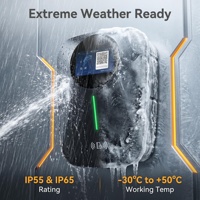 Cargador de Pared para Vehículos Eléctricos de 7kW, 11kW, 22kW, Ajustable, con Tipo 1/Tipo 2, Pistola Simple/Doble, 4G+Bluetooth, IP55/IP65, ABS V0, CE
