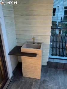 <span class=keywords><strong>Lavabo</strong></span> da Terra Meiyani in Pietra Sinterizzata <span class=keywords><strong>con</strong></span> Cassetto in Legno, Lavandino a Colonna per <span class=keywords><strong>Bagno</strong></span> Effetto Marmo - Product Image 5