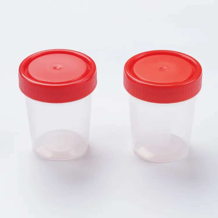 Hoogwaardige Medische Benodigdheden Steriele Monsterbeker 60Ml Plastic Urinetestcontainer Met Rood Deksel