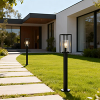 Lampadaire de jardin décoratif en aluminium moulé sous pression, forme carrée, abat-jour en PC LED, 15W, résistant à l'eau, E27
