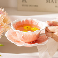 Lelyi INS Tasse à café et soucoupe irrégulières faites à la main créatives de grande valeur Petite tasse en céramique gaufrée de style frais