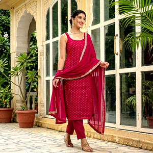 <b>Women</b>’s Cotton Kurti Set, Printed Kurti Pant Set, Salwar Cotton <b>Suit</b>, Long Kurti, <b>Women</b>’s <b>3</b>-<b>Piece</b> <b>Suit</b>, Najmin Dupatta, Printed - Product Image 1