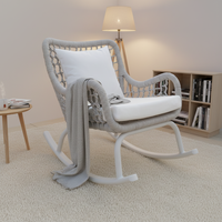 Fauteuil à bascule moderne et confortable en aluminium et corde pour extérieur, jardin, balcon, hôtel – Fauteuil à bascule en corde tressée