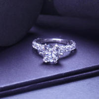 Fábrica al por mayor de plata 925 Original 3 quilates corte brillante paso diamante prueba D Color Moissanite anillo de bodas para mujeres