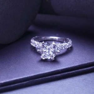 Usine en gros argent 925 Original <span class=keywords><strong>3</strong></span> <span class=keywords><strong>carats</strong></span> brillant coupe passer <span class=keywords><strong>diamant</strong></span> Test D couleur Moissanite bague de mariage pour les femmes - Product Image 4