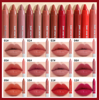 Nouveau multi-fonction 12 couleurs mat imperméable rouge à lèvres crayon longue durée rouge à lèvres stylo cosmétiques beauté maquillage