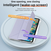 Coque arrière transparente en acrylique pour tablette Samsung Galaxy Tab A9+/A9 Plus 11 pouces 2023, pliable en trois parties avec support pour stylet